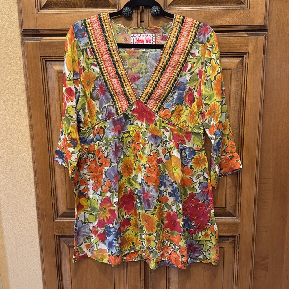 Johnny Was Multicolor Floral Blouse
